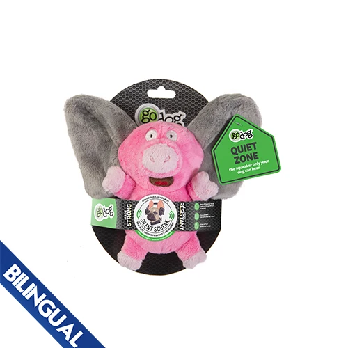 Jouet Go Dog à couinement silencieux, peluche éléphant