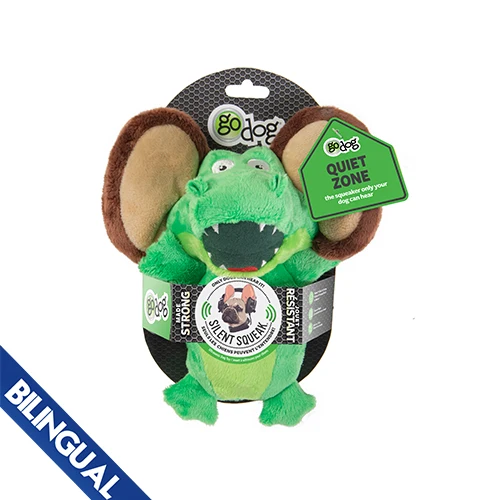 Jouet Go Dog à couinement silencieux, peluche alligator
