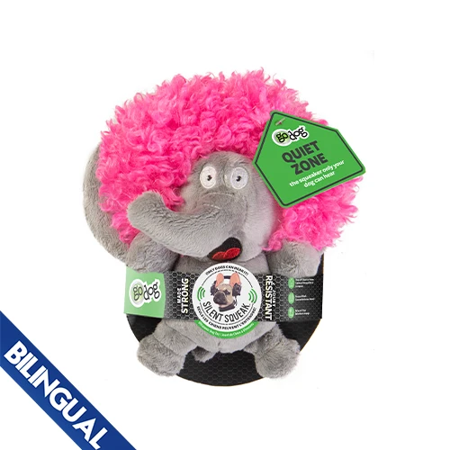 Jouet Go Dog à couinement silencieux, peluche éléphant