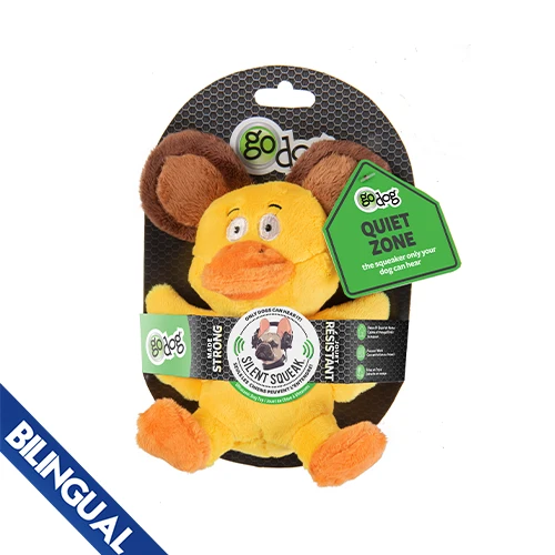 Jouet Go Dog à couinement silencieux, peluche canard/ours