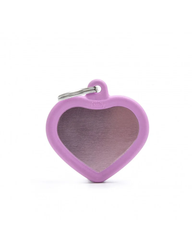 Médaille collection Hushtag , COEUR ALUMINIUM ROSE, CONTOUR ROSE