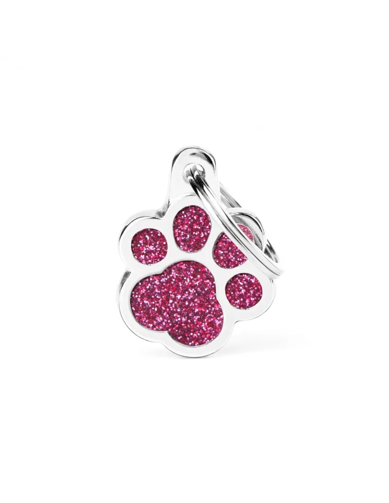 Médaille collection SHINE, PETITE PATTE GLITTER ROSE