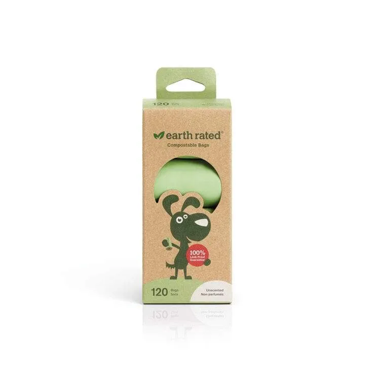Earth Rated 120 sacs compostables sur 8 rouleaux de recharge