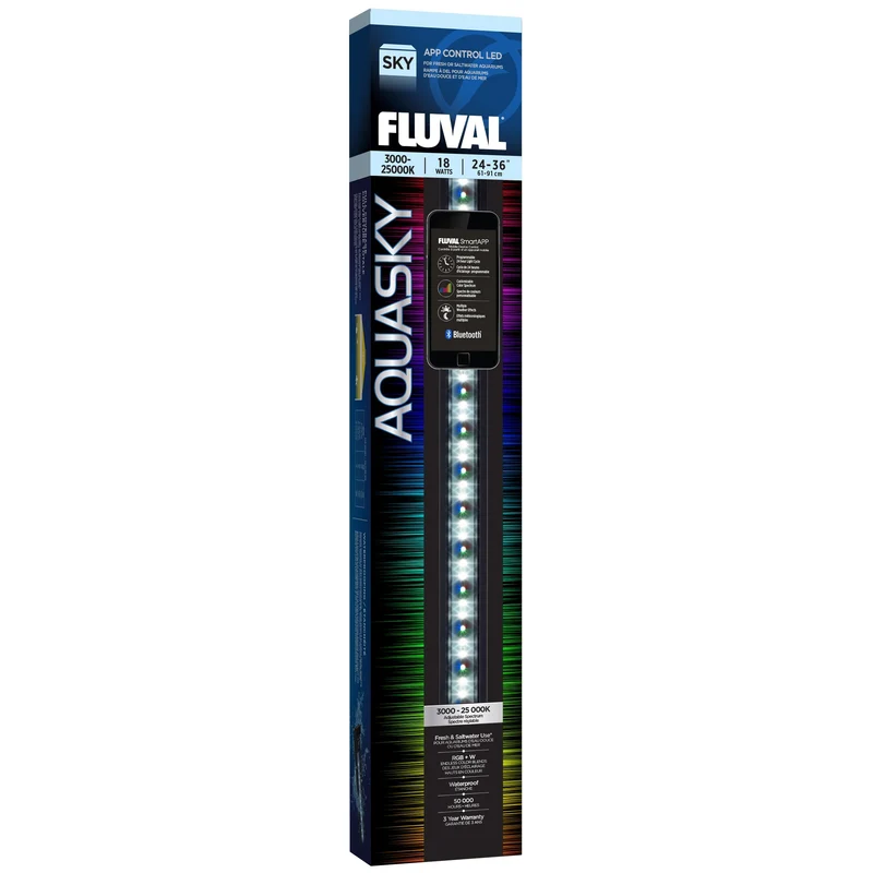 Rampe d’éclairage à DEL Aquasky Fluval avec fonctionnalité Bluetooth, 18 W, 61-91 cm (24-36 po)