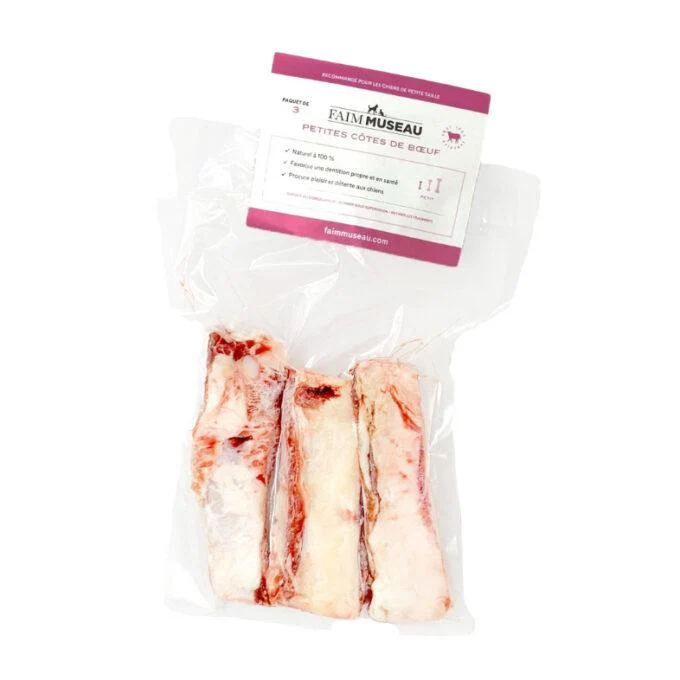 Nourriture crue pour chien Faim Museau - Petites Côtes de Boeuf x 3