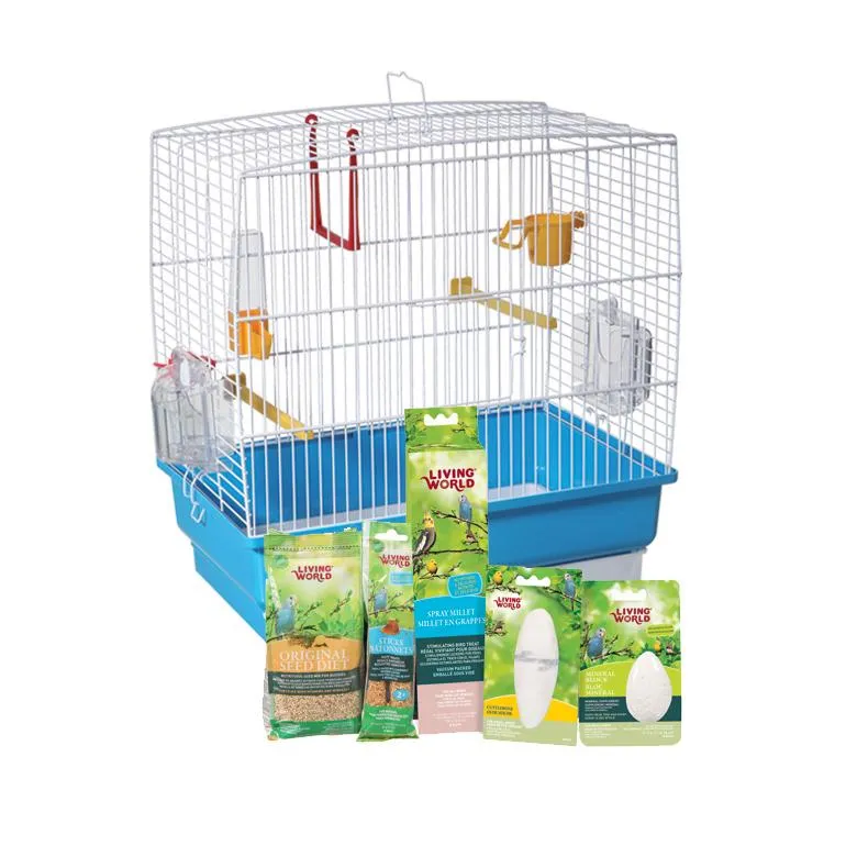 Cage équipée Living World pour perruches ondulées - 40 x 25 x 41 cm (15,75 x 9,8 x 16 po)