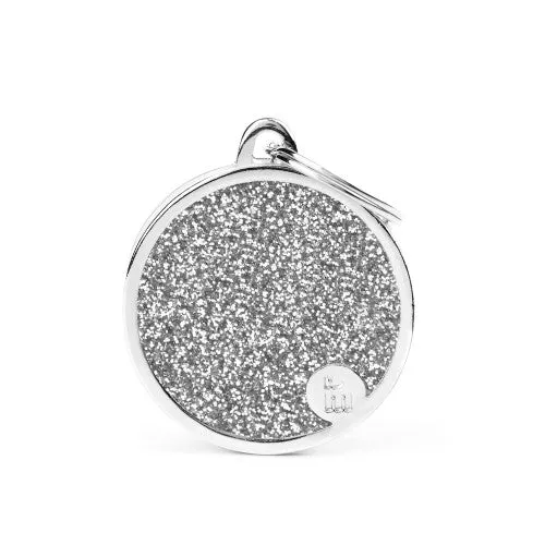 Médaille collection SHINE, CIRCLE GLITTER GRIS, GRAND