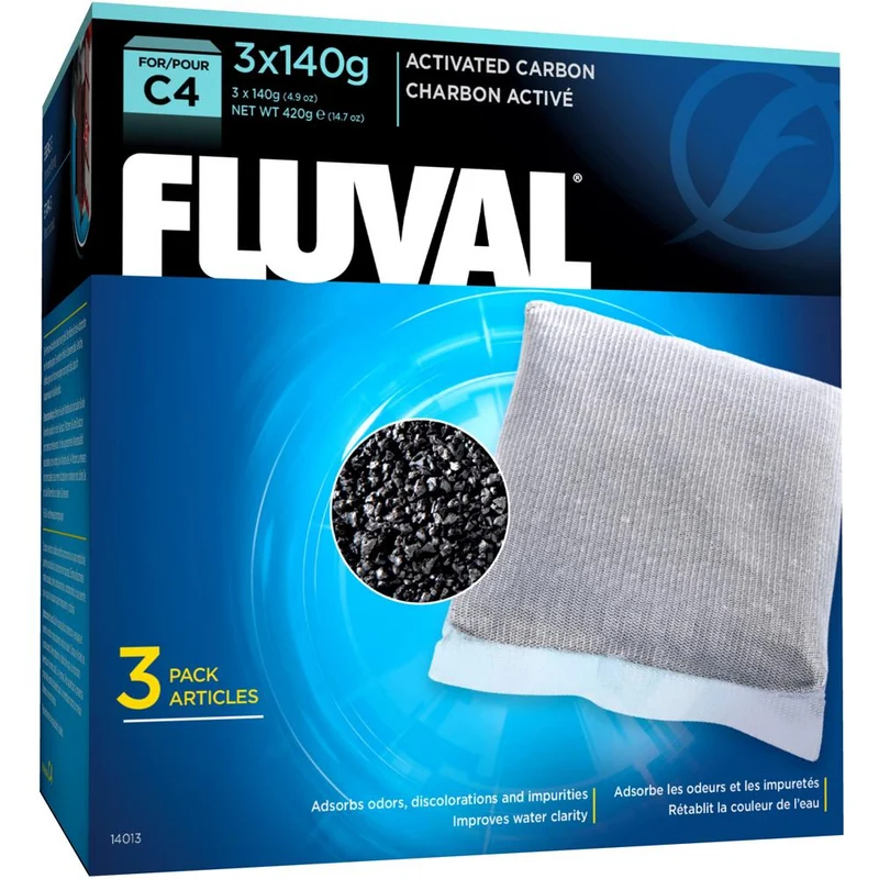 Fluval Charbon activé Série C4, paquet de 3