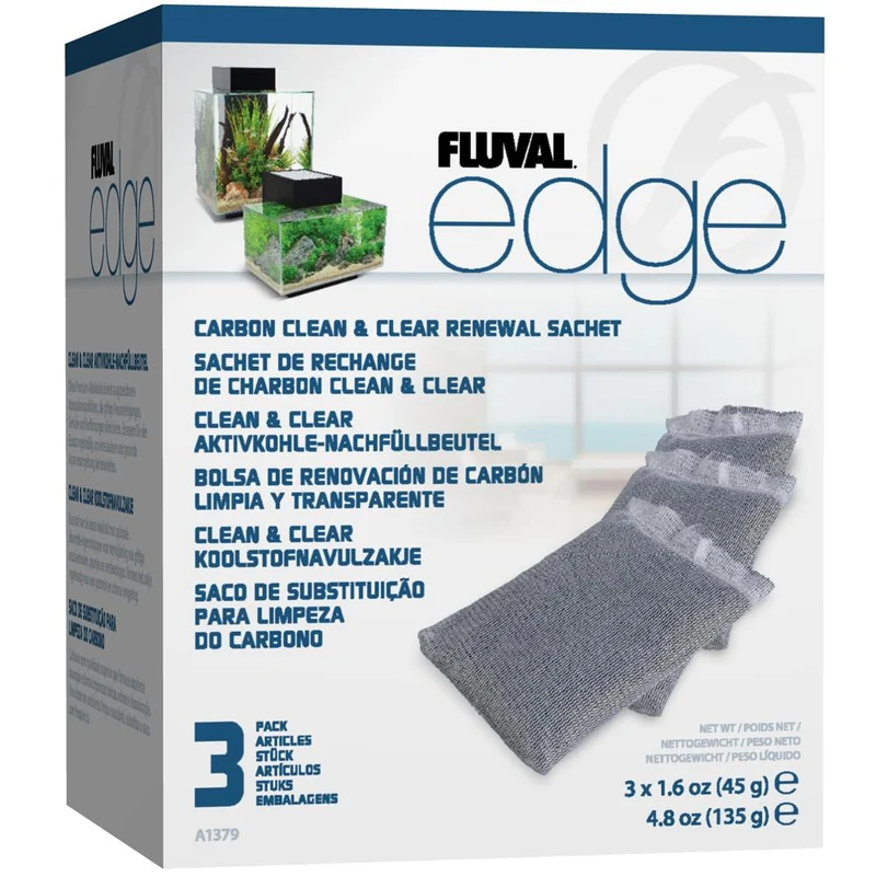 Sachets de charbon Clean et Clear Fluval Edge - Paquet de 3