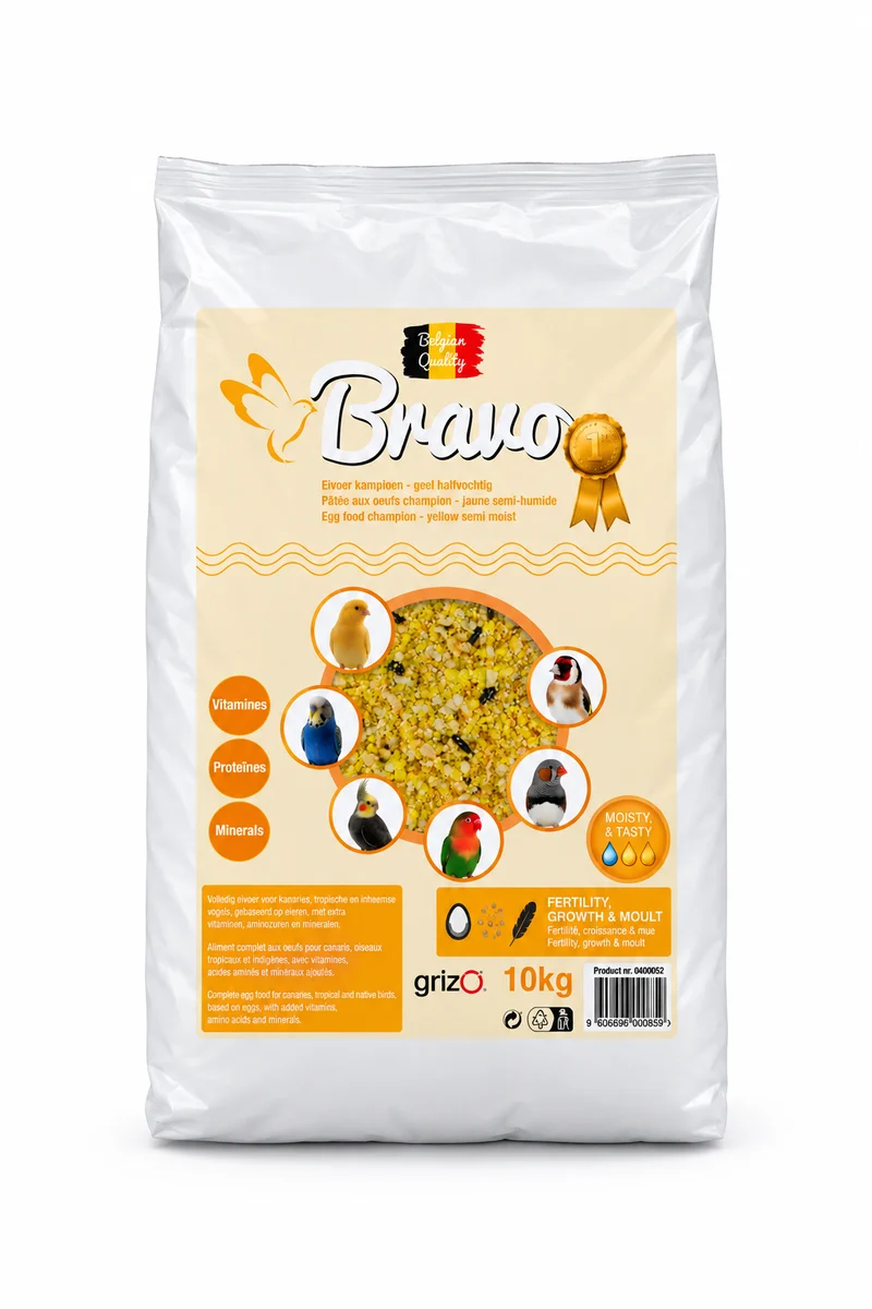 Aliment aux œufs Bravo Champion 10 kg - Jaune semi-humide