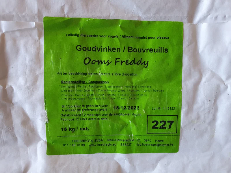 Bouvreuils Uncle Freddy 15kg - Hobbyfarm Hoebregts