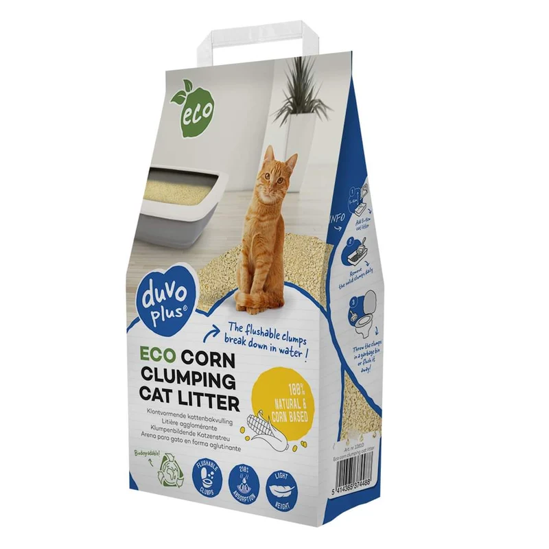 Litière agglomérante pour chat DuvoPlus ECO au maïs 3.5 kg - 5.73 L