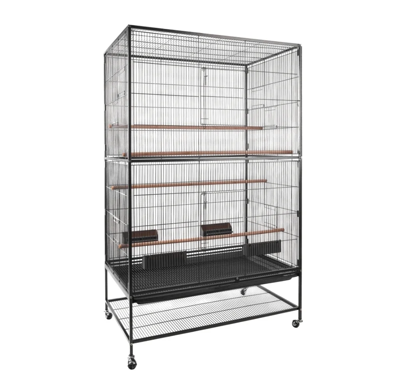 Volière Valor – Volière d'intérieur anthracite pour perruches et canaris 94 x 58.5 x 153