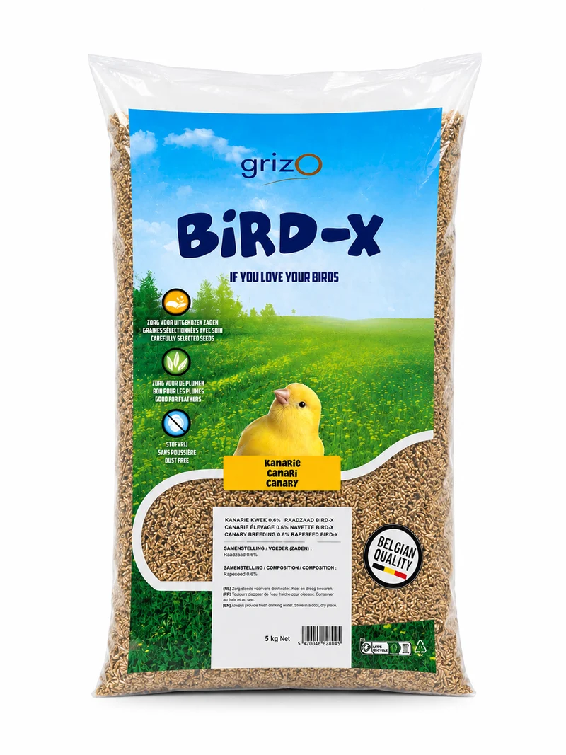 Périlla blanche d'élevage Bird-X pour canaris (0,6 % de colza) 5 kg (auto-emballée)