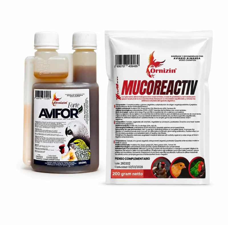 Avifor Forte 250 ml + Mucoreactiv 200 g Ornizìn - Protecteur 2 en 1