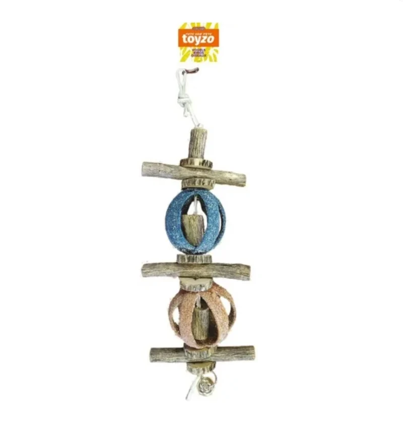 Double boule de cirque + bois pour perroquet 35 cm BT3024