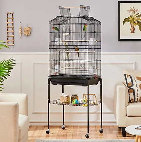 Cage à oiseaux Lisa sur pied noire