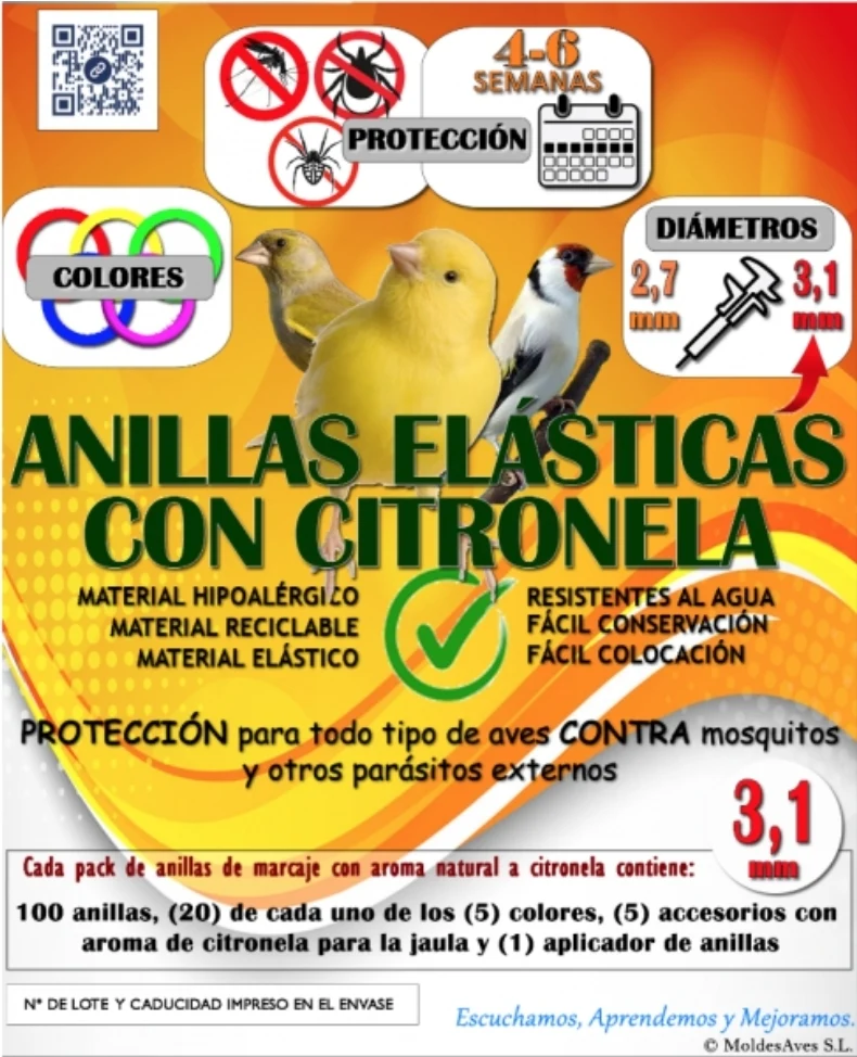 Anneaux élastiques à la citronnelle 3.1 mm (100 anneaux + pistolet) Moldes Ave
