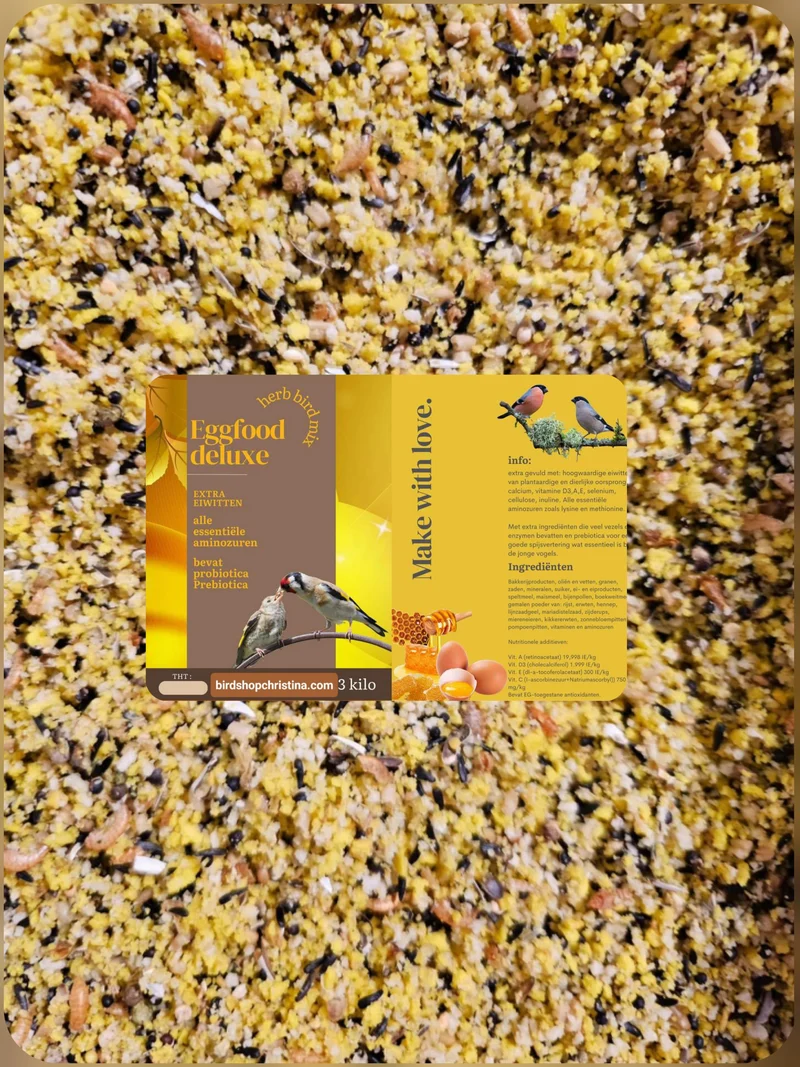 Pâtée aux œufs Deluxe 5kg (emballée*) 14,2% Protéines (+ Pissenlit, Levure de bière, Vers à soie...)