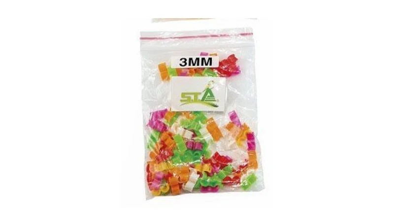 Anneaux à clic en plastique 3 mm - Couleurs mélangées - 100 pièces - STA