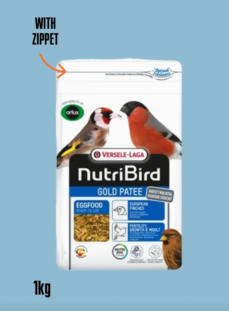 NOUVEAU Nutribird Gold Patee Oiseaux domestiques 1 kg (avec fermeture éclair)