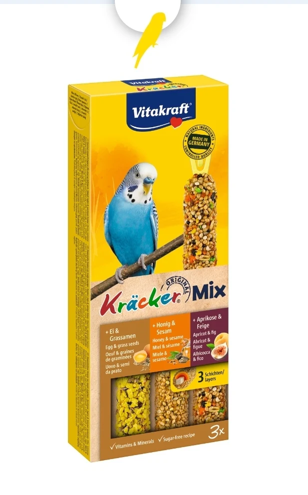Vitakraft Kräcker Mix œuf de perruche/abricot/miel 3 pièces