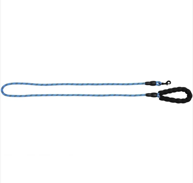Laisse réfléchissante pour chien avec ligne de sécurité + poignée Eva Bleu 8mmx150cm