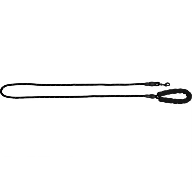 Laisse réfléchissante pour chien avec ligne de sécurité + poignée Eva noire 8mmx150cm