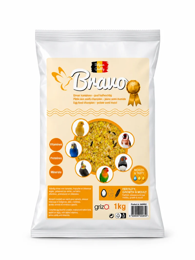 Aliment aux œufs Bravo Champion 1 kg - Jaune semi-humide