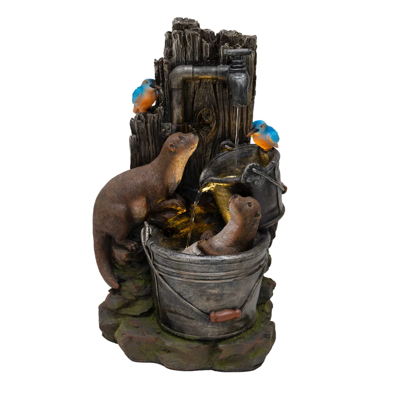 Fontaine de Jardin « Otter Oasis » Avec Éclairage LED