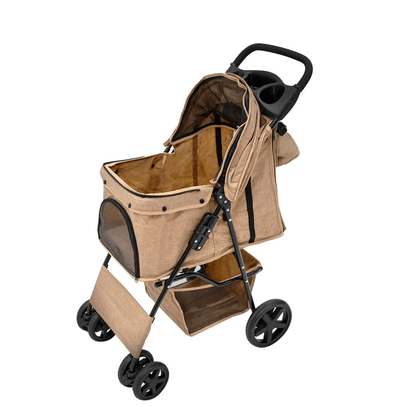 Poussette pour Animal de Compagnie & Sac Caddy – Beige