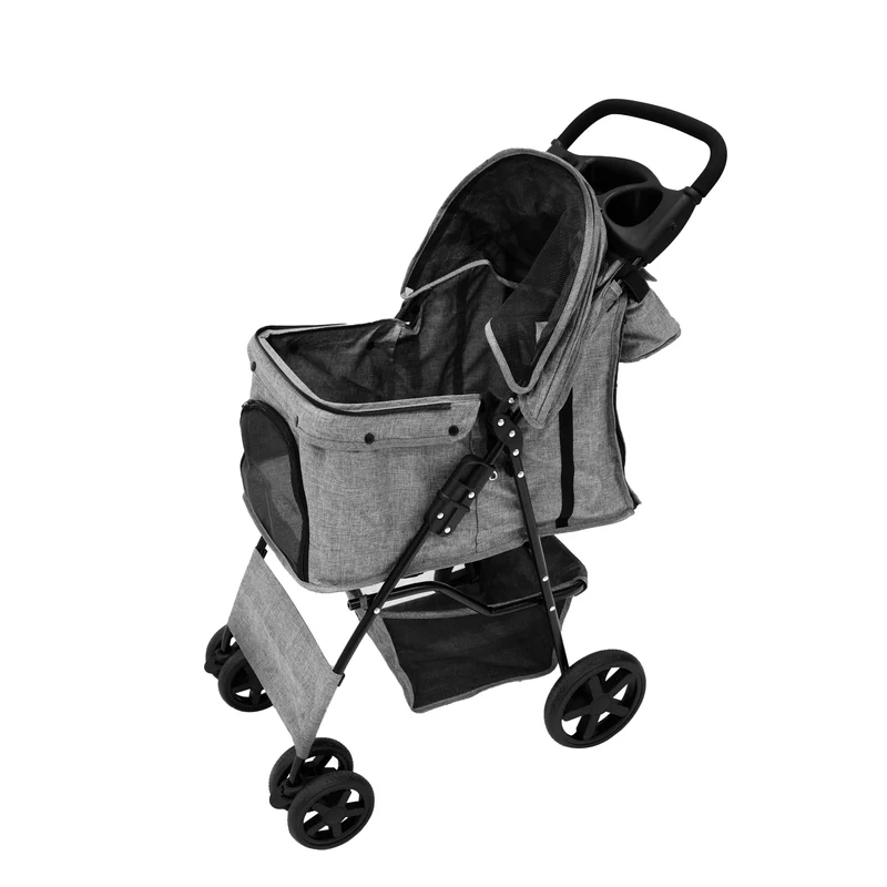 Poussette pour Animal de Compagnie & Sac Caddy – Gris Tissé