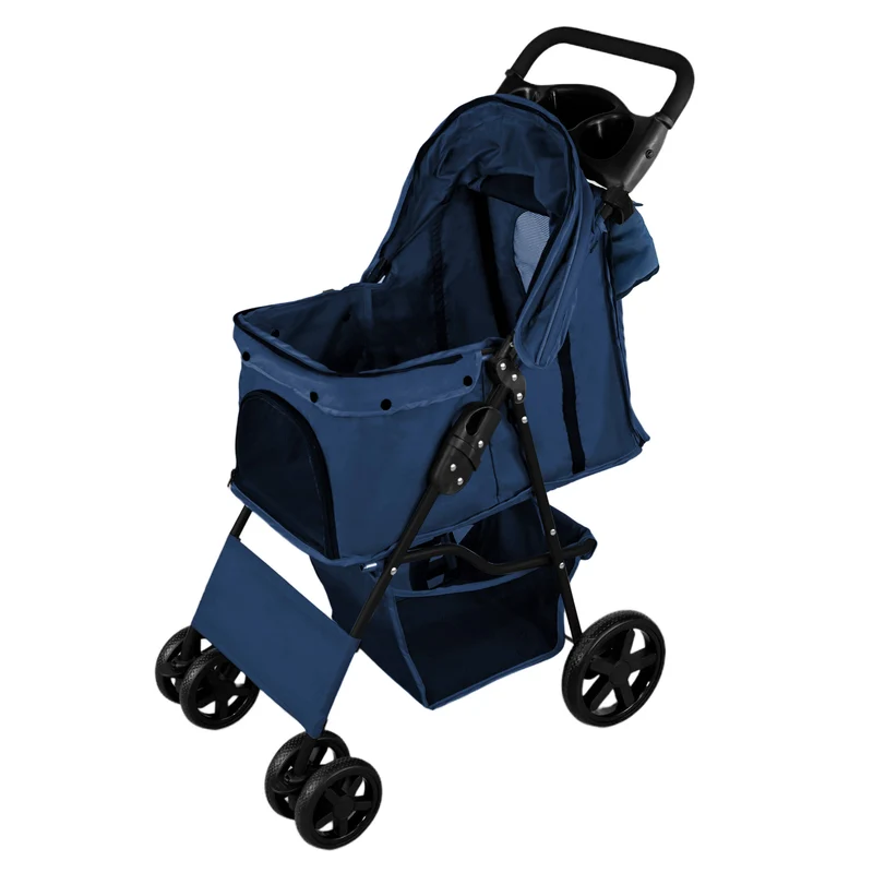 Poussette pour Animal de Compagnie & Sac Caddy – Bleu Marine