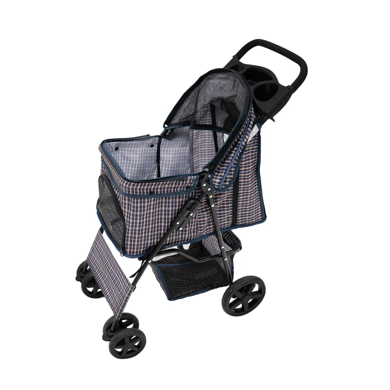 Poussette pour Animal de Compagnie – Bleu Tartan