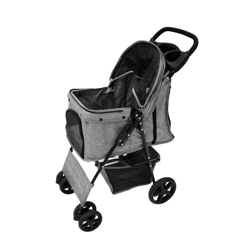 Poussette pour Animal de Compagnie – Gris Tissé
