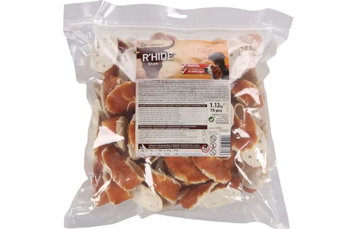SNACK R'HIDE CHAUSSURE EN PEAU DE BUFFLE BLANCHE AU POULET 6-8CM 14,5-15GR / 75 ST 1120GR