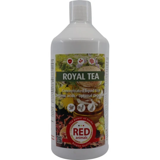 Royal Tea - Thé liquide à base de plantes, acides, huiles essentielles 1L - Animaux Rouges