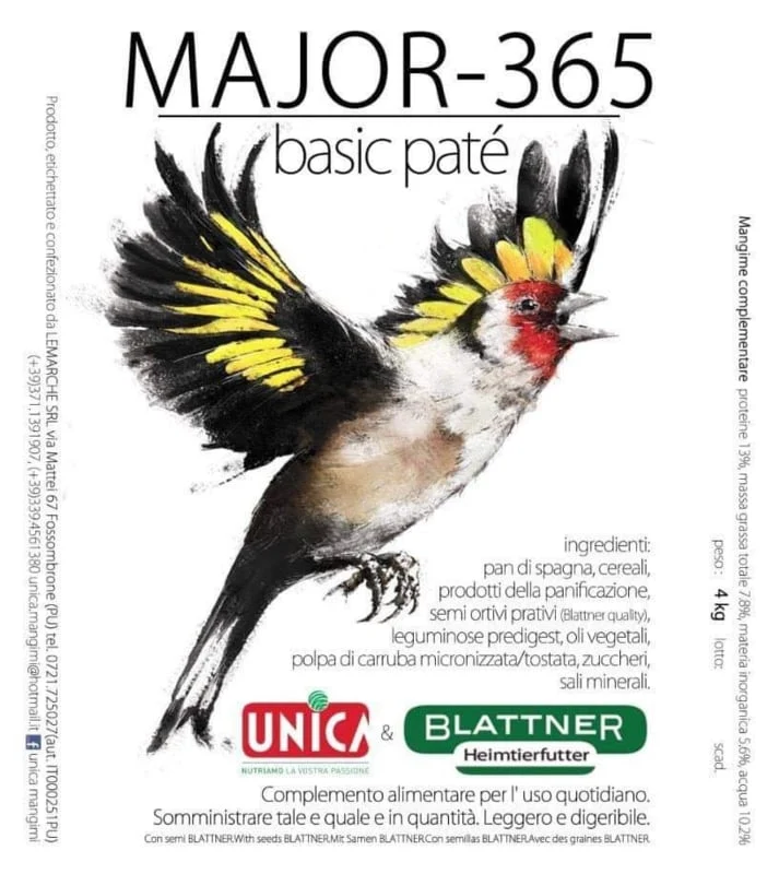 Major 365 (pâté de base) 500 grammes - Unica & Blattner - Nourriture polyvalente pour œufs de chardonneret