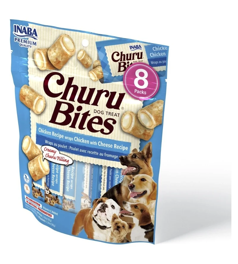 Churu Bites Lot de 8 friandises pour chien au poulet et aux moutons