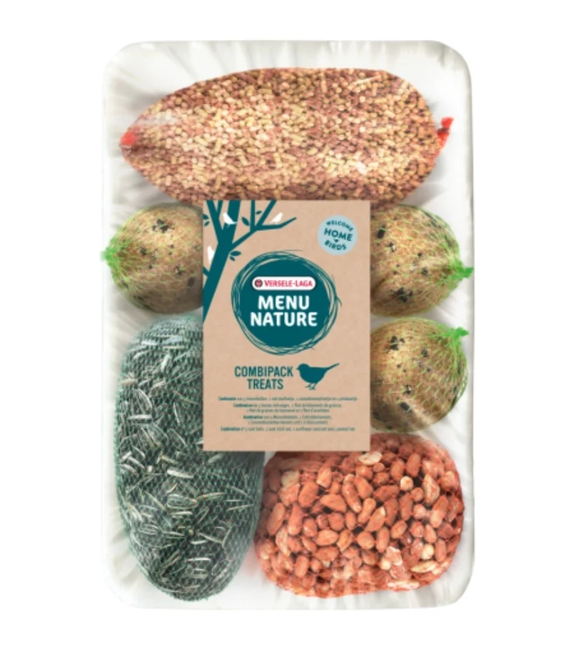 Nature Menu Combipack Treats 1kg - Boulettes de mésange, bâtonnets de graisse, graines de tournesol, cacahuètes