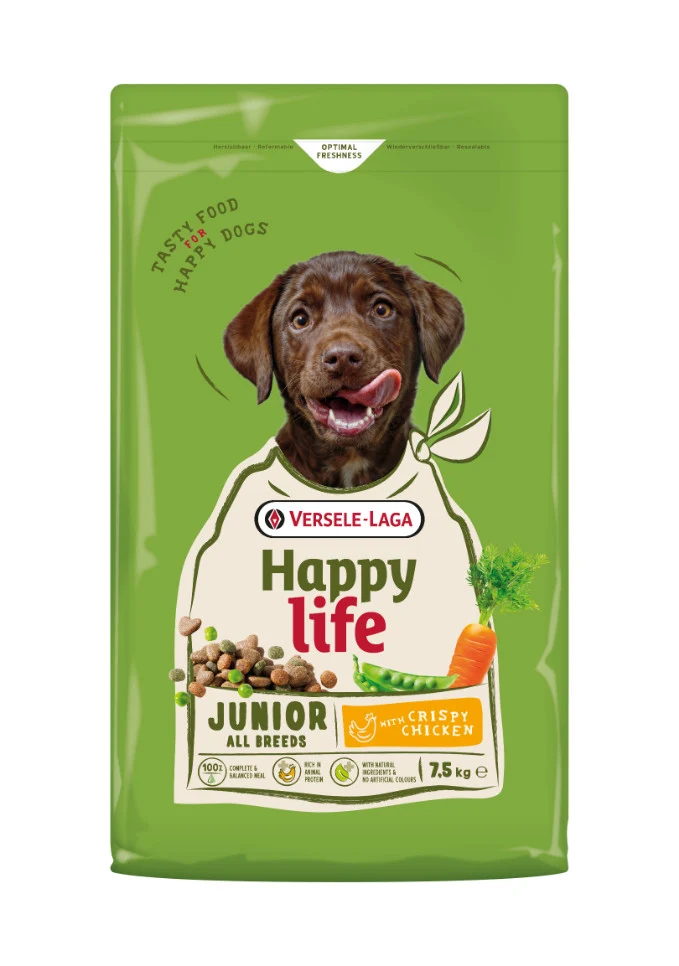 Happy Life Junior Chicken 2.5 kg Aliment varié pour poulets en pleine croissance - Aliment complet pour chiots en croissance