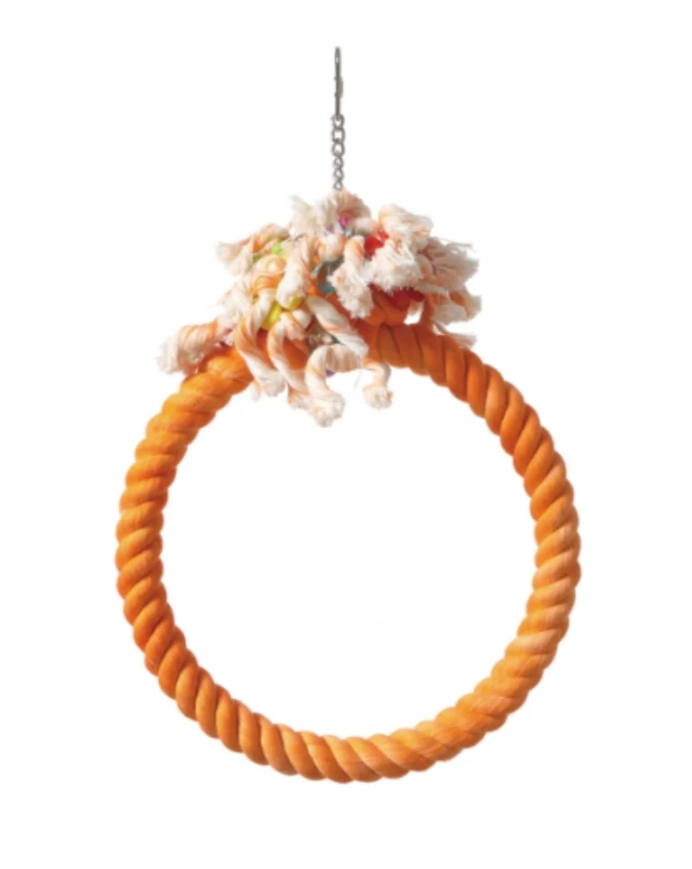 Bird Toys Anneaux en corde de coton M/Orange