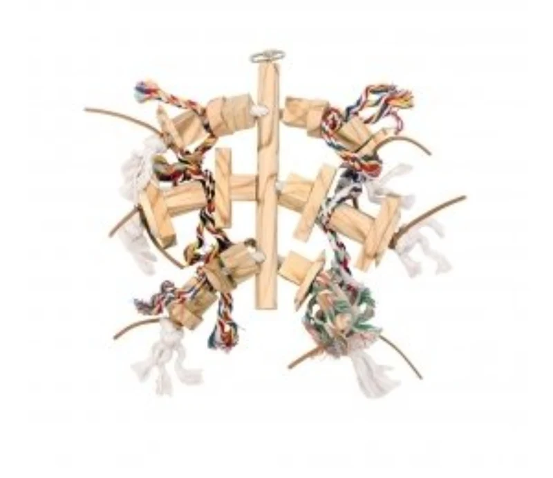 Pendentif en bois avec cuir et corde L