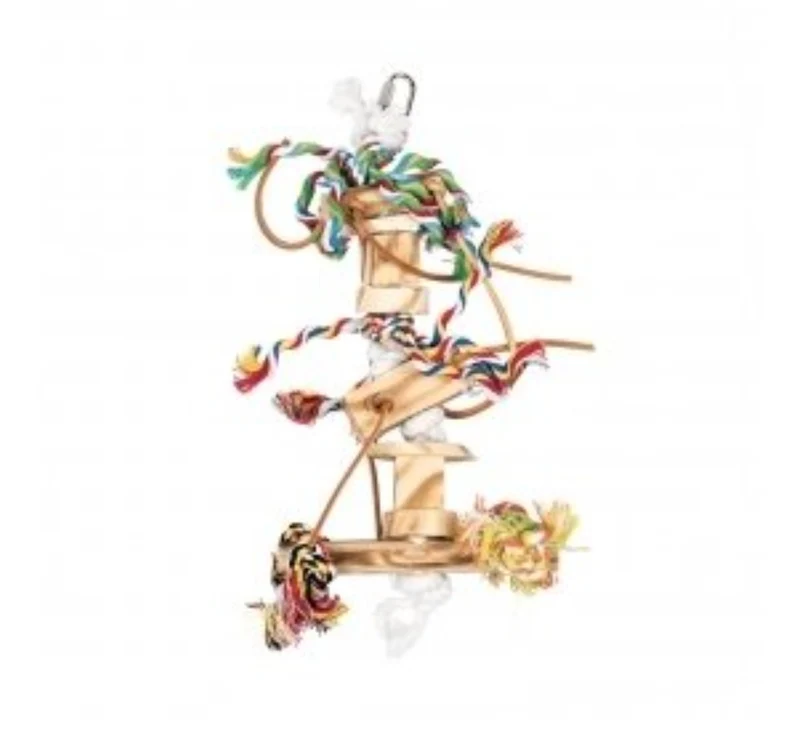 Pendentif en bois avec cuir et corde M