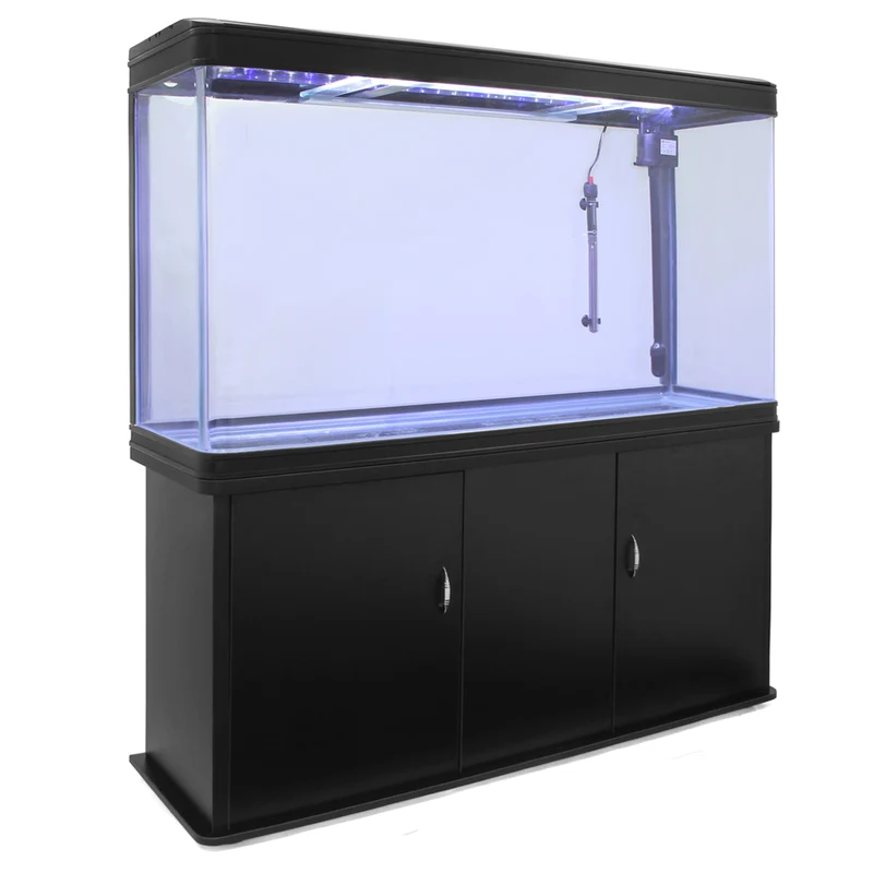 Aquarium Noir avec Meuble de Support Noir