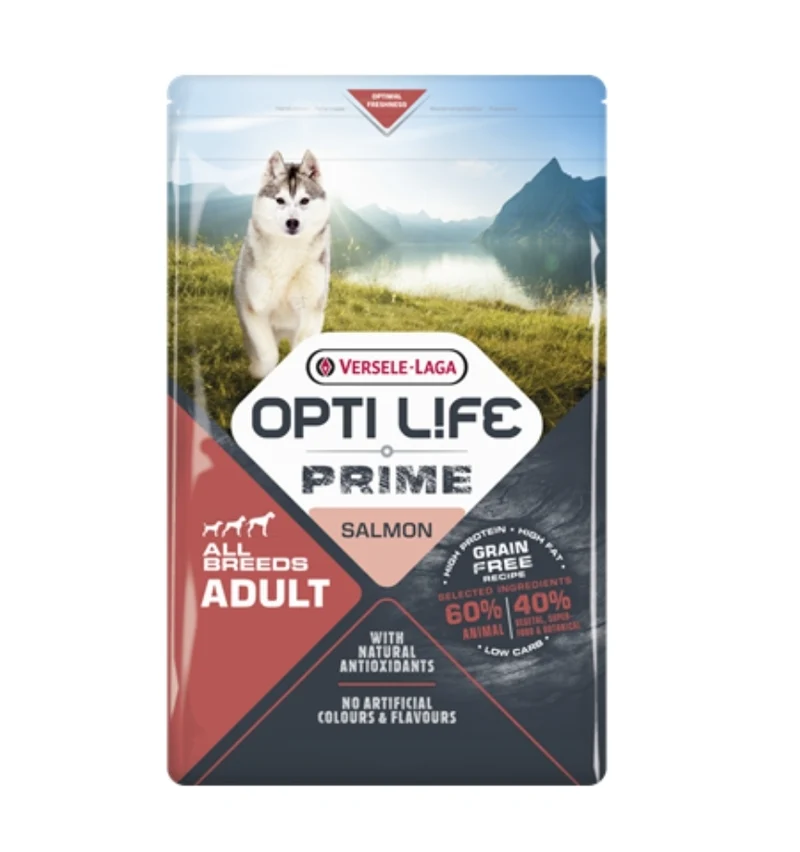 Opti Life Prime Adult All Breeds (Grain Free) Saumon 12,5 kg - Versele Laga