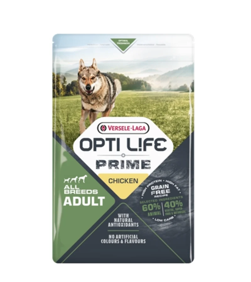Opti Life Prime Adult All Breeds (Grain Free) Poulet 12,5 kg - Versele Laga