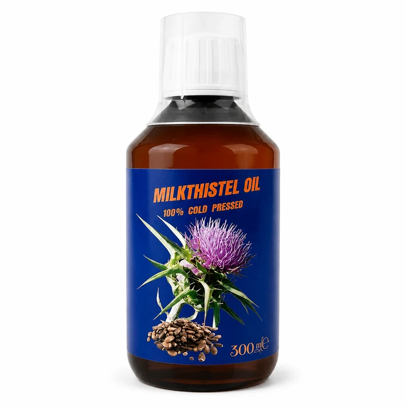 Huile de chardon-marie 300 ml 100 % biologique pressée à froid - Mélange d'herbes et d'oiseaux