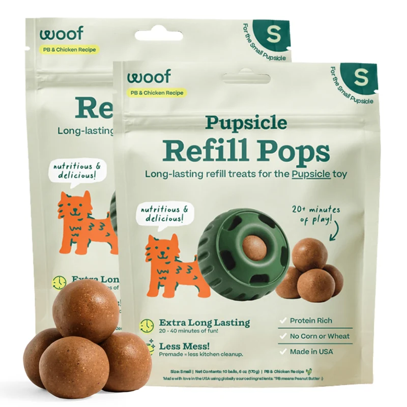 WOOF Bouchées Pupsicle Réfill – Friandises Durables pour Chiens, 2 Paquets de 10 (Goût Poulet)
