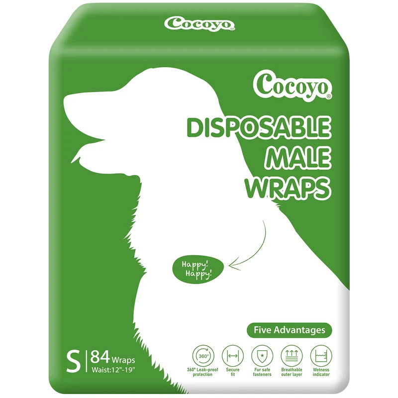 COCOYO Culottes jetables pour chien mâle – Petite, 84 pièces, Ultra absorbantes, Respirantes, Indicateur d’humidité
